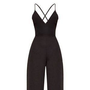 Black Plunge Side Split Leg Jumpsuit